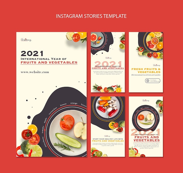 PSD szablon historii na instagramie z owocami i warzywami