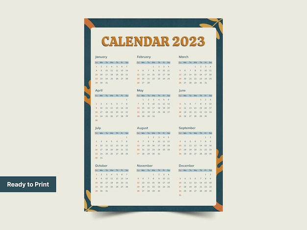 PSD szablon kalendarza 2023