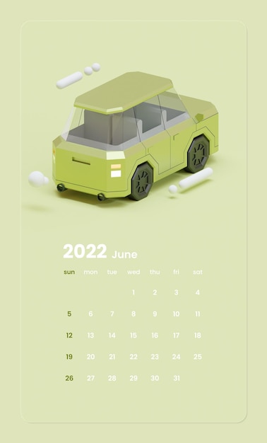 Szablon Kalendarza Z Widokiem Z Tyłu Samochodu Suv Ilustracja Renderowania 3d