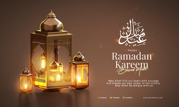 Szablon kanału mediów społecznościowych 3D Ramadan