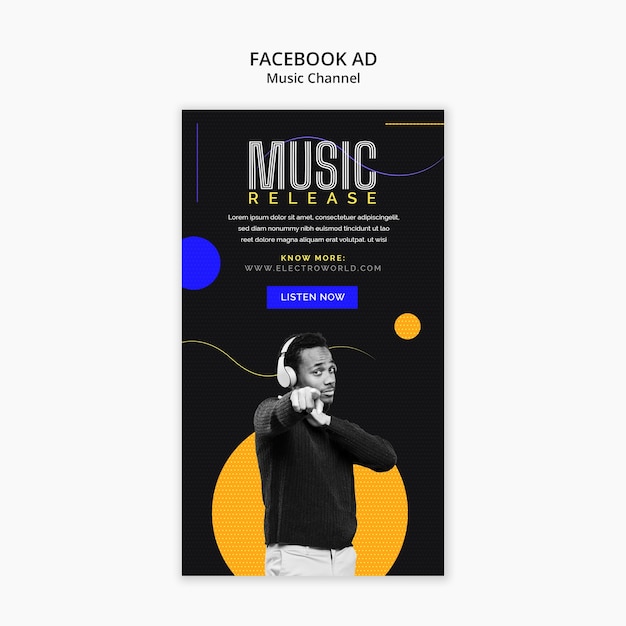 PSD szablon kanału muzycznego na facebooku