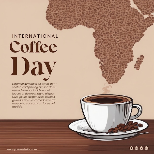PSD szablon koncepcji postu w mediach społecznościowych psd międzynarodowy dzień kawy