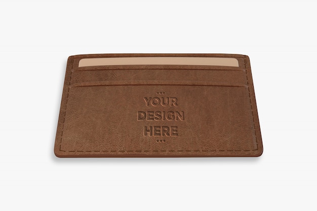 PSD szablon makieta brązowy portfel