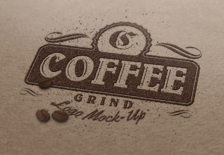 PSD szablon makiety logo lub tekstu - cofffee