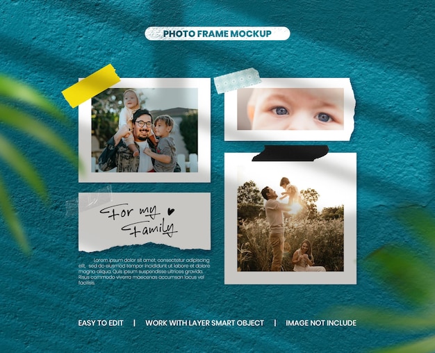 PSD szablon makiety rodzinnej ramki na zdjęcia