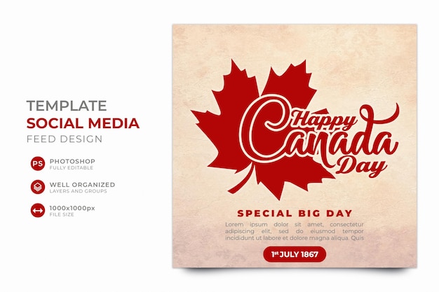 Szablon Mediów Społecznościowych Happy Canada Day Dla Postu Na Instagramie