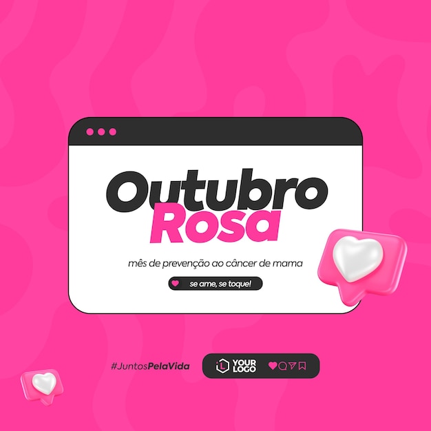 Szablon mediów społecznościowych Outubro Rosa w języku portugalskim na święto brazylijskie