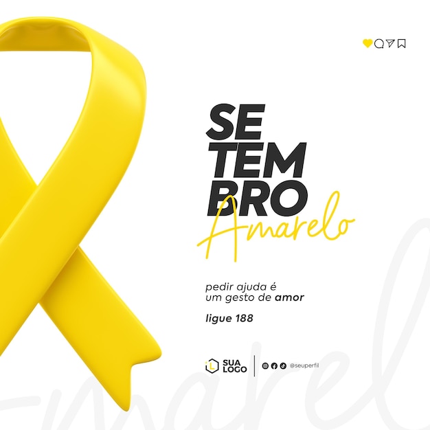 PSD szablon mediów społecznościowych setembro amarelo w języku portugalskim na brazylijskie święto