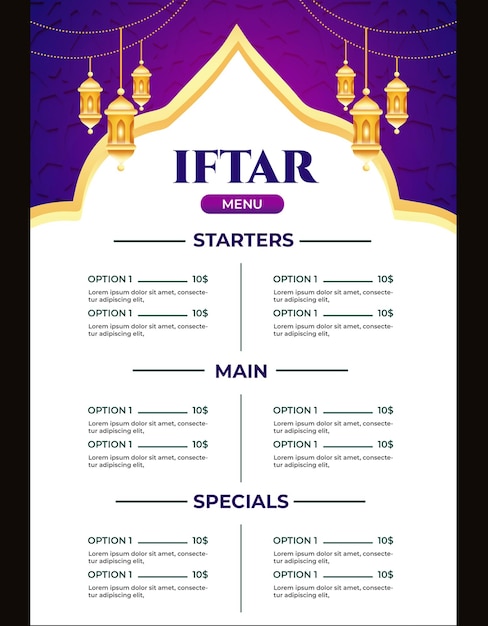 Szablon menu Iftar