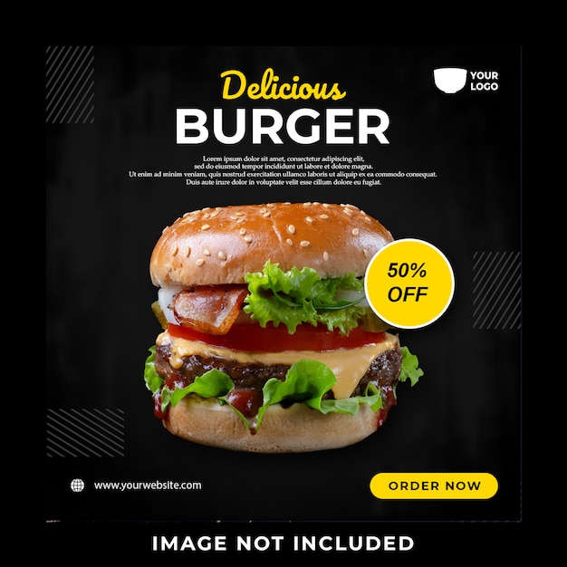 Szablon Menu Promocji Burger Social Media Banner