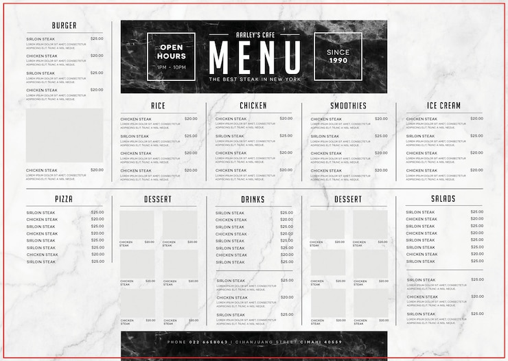 PSD szablon menu restauracji z marmuru 2