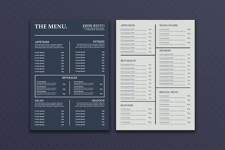 PSD szablon menu restauracji