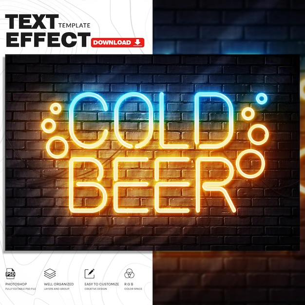 Szablon Neon Text Effect PSD