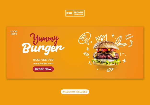 Szablon Okładki Facebook Menu Burger I Jedzenie