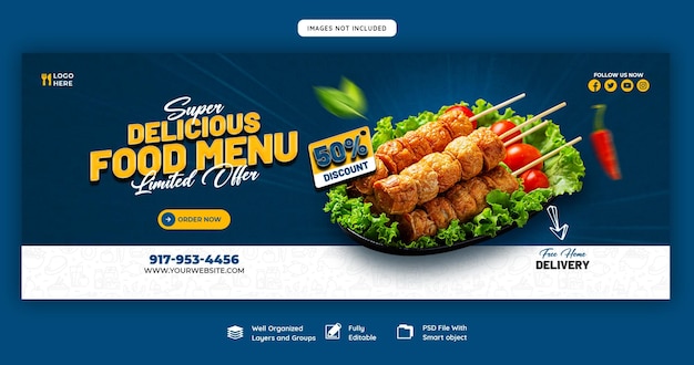 Szablon okładki menu żywności i restauracji na Facebooku