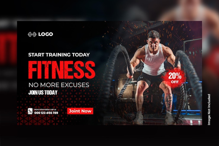 PSD szablon okładki youtube siłowni i fitness