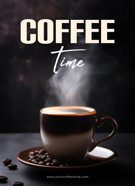 PSD szablon plakatów koncepcyjnych psd coffee time