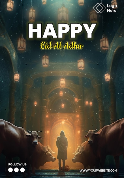 PSD szablon plakatu happy eid al adha edytowalny