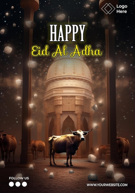 PSD szablon plakatu happy eid al adha edytowalny