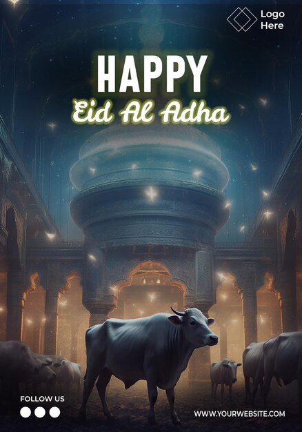 Szablon plakatu Happy Eid Al Adha Edytowalny