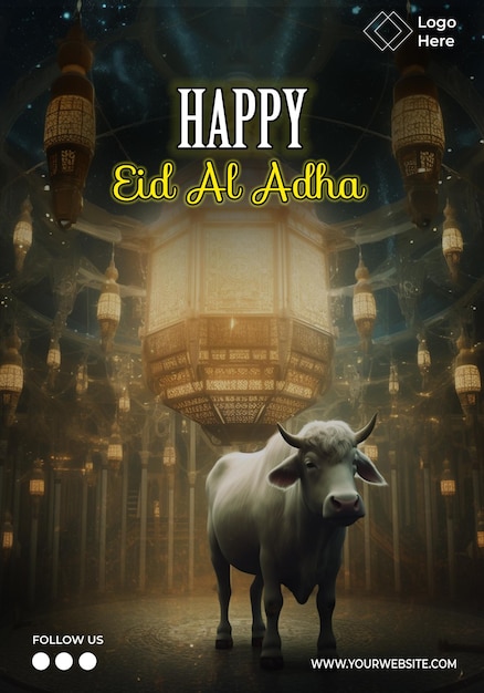 Szablon plakatu Happy Eid Al Adha Edytowalny