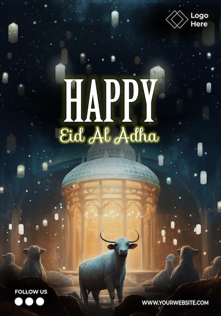 Szablon plakatu Happy Eid Al Adha Edytowalny