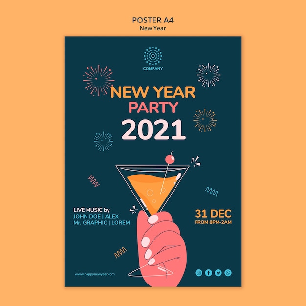 PSD szablon plakatu koncepcja nowego roku
