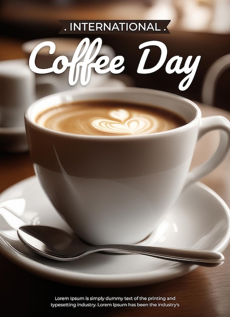 PSD szablon plakatu koncepcyjnego międzynarodowego dnia kawy psd