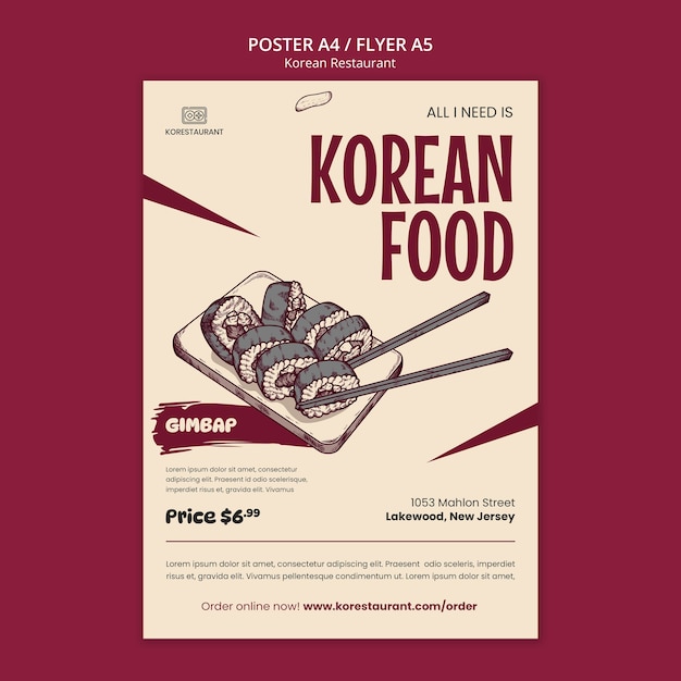Szablon plakatu koreańskiej restauracji