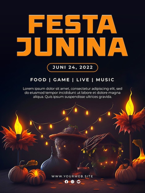 Szablon plakatu pionowego Festas juninas