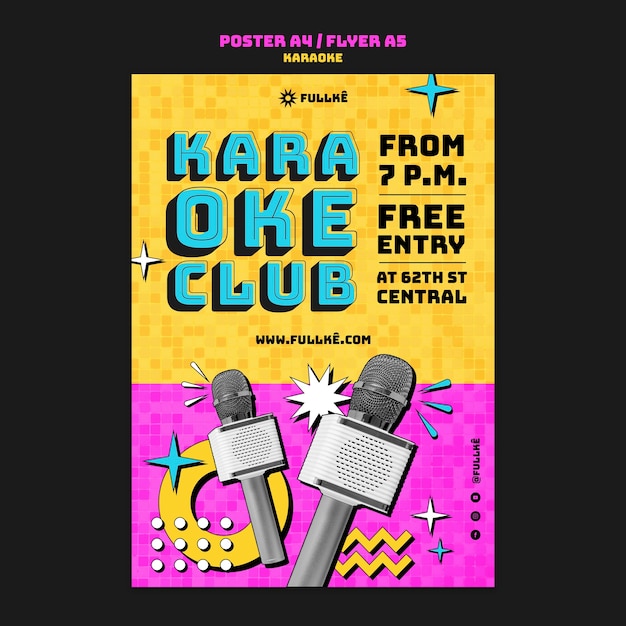 Szablon plakatu retro karaoke