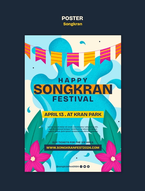 Szablon plakatu z gradientem na święto Songkran