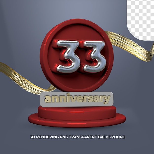 PSD szablon plakatu z okazji 33. rocznicy renderowania 3d przezroczyste tło