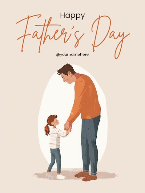 PSD szablon plakatu z okazji dnia ojca z ilustracją ojca i syna na tle