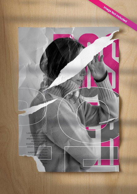 Szablon plakatu z papieru rozerwanego i zmarszczonego