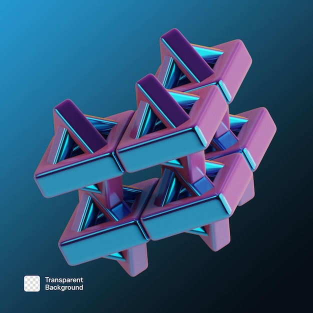 Szablon PNG abstrakcyjnego kształtu metalu 3D