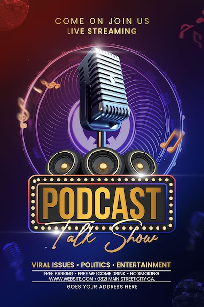 Szablon podcast talk show lub karaoke premium szablon ulotki