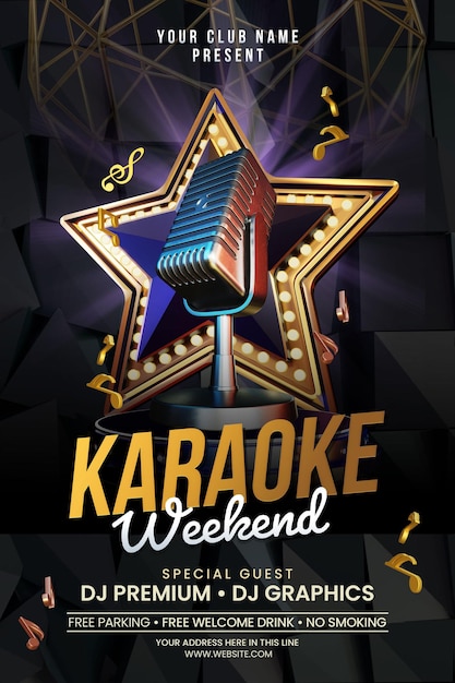 Szablon Podcastu Lub Weekendu Karaoke Dla Promocji Klubu Nocnego