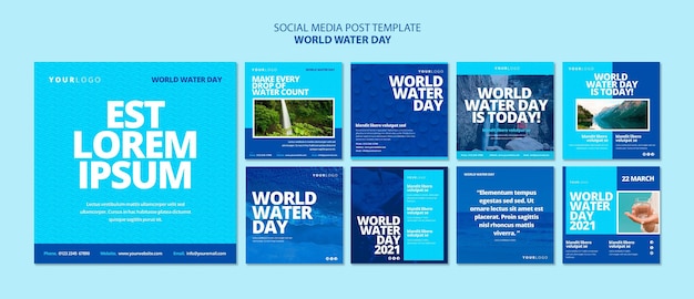 PSD szablon postów na instagramie światowego dnia wody