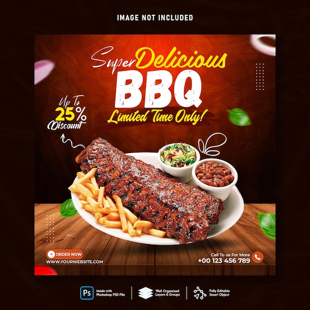 Szablon Postu Na Baner Społecznościowy Bbq Food