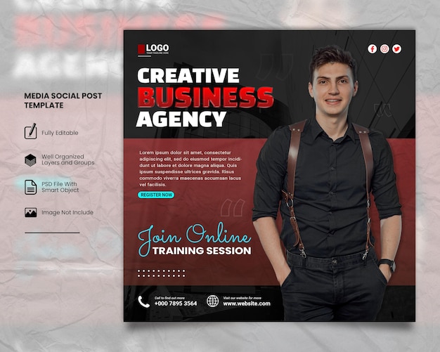 Szablon Postu Społecznościowego Red Creative Marketing Agency