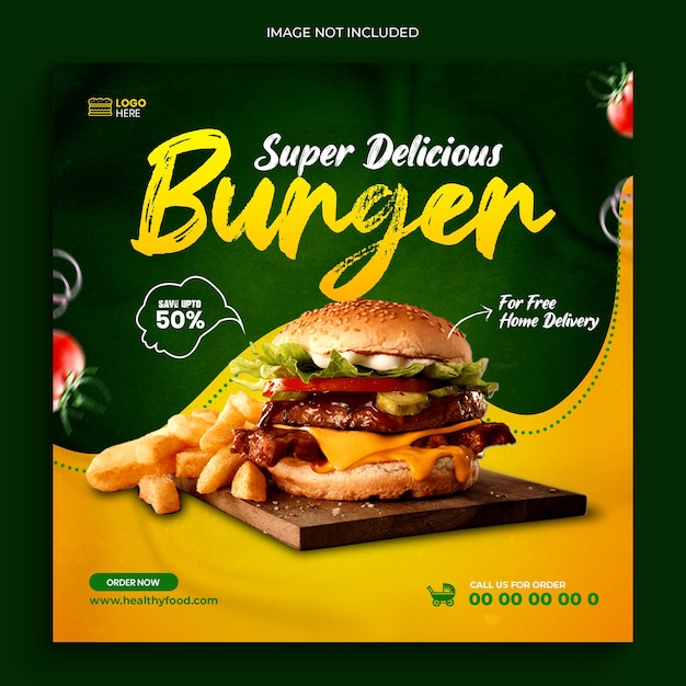 Szablon Postu W Mediach Społecznościowych Delicious Burger Food
