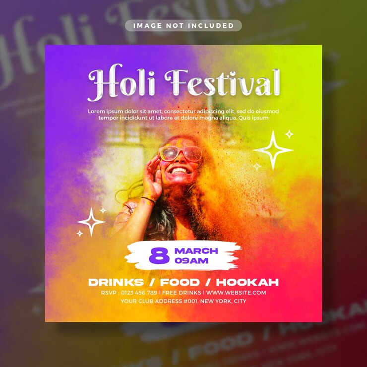PSD szablon postu w mediach społecznościowych festiwalu holi