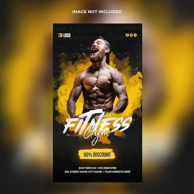 Szablon postu w mediach społecznościowych fitness instagram siłownia