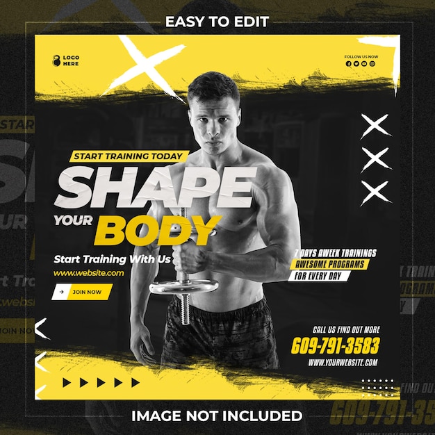 Szablon postu w mediach społecznościowych fitness
