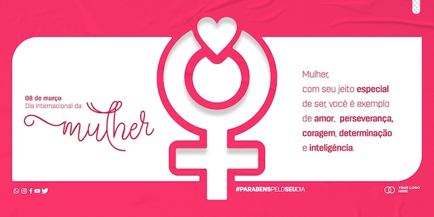 PSD szablon postu w mediach społecznościowych międzynarodowy dzień kobiet 8 marca dia internacional da mulher w brazylii