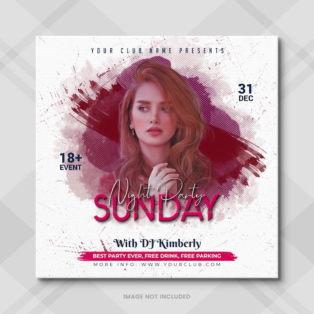 Szablon postu w mediach społecznościowych Night Party