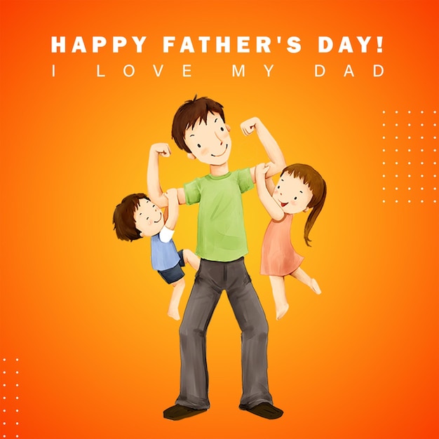 Szablon postu w mediach społecznościowych PSD Happy Father's Day