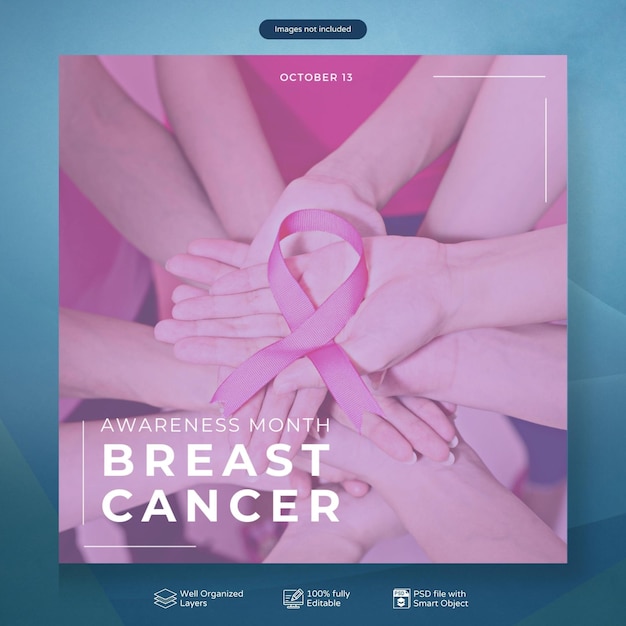 PSD szablon postu w mediach społecznościowych psd miesiąc świadomości raka piersi