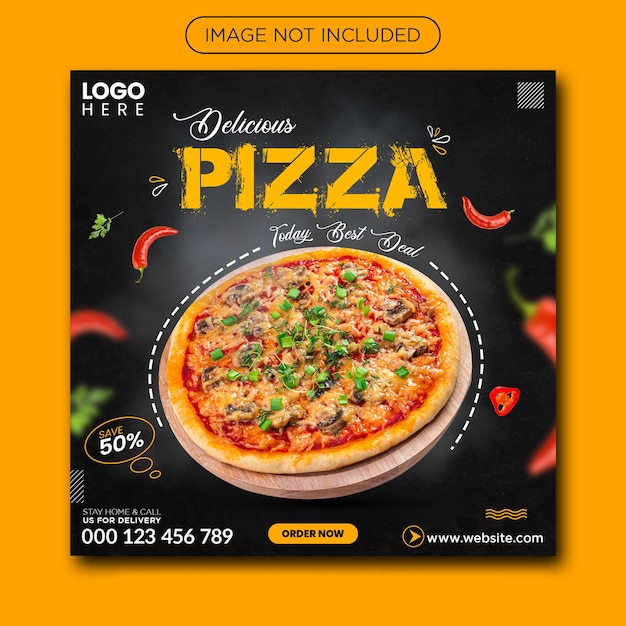 Szablon postu w mediach społecznościowych PSD pizza